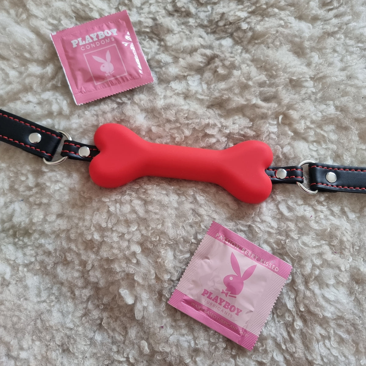 Red Puppy Bone Gag / pet play, bdsm, bondage, ball gag, collar, fetish, kinky