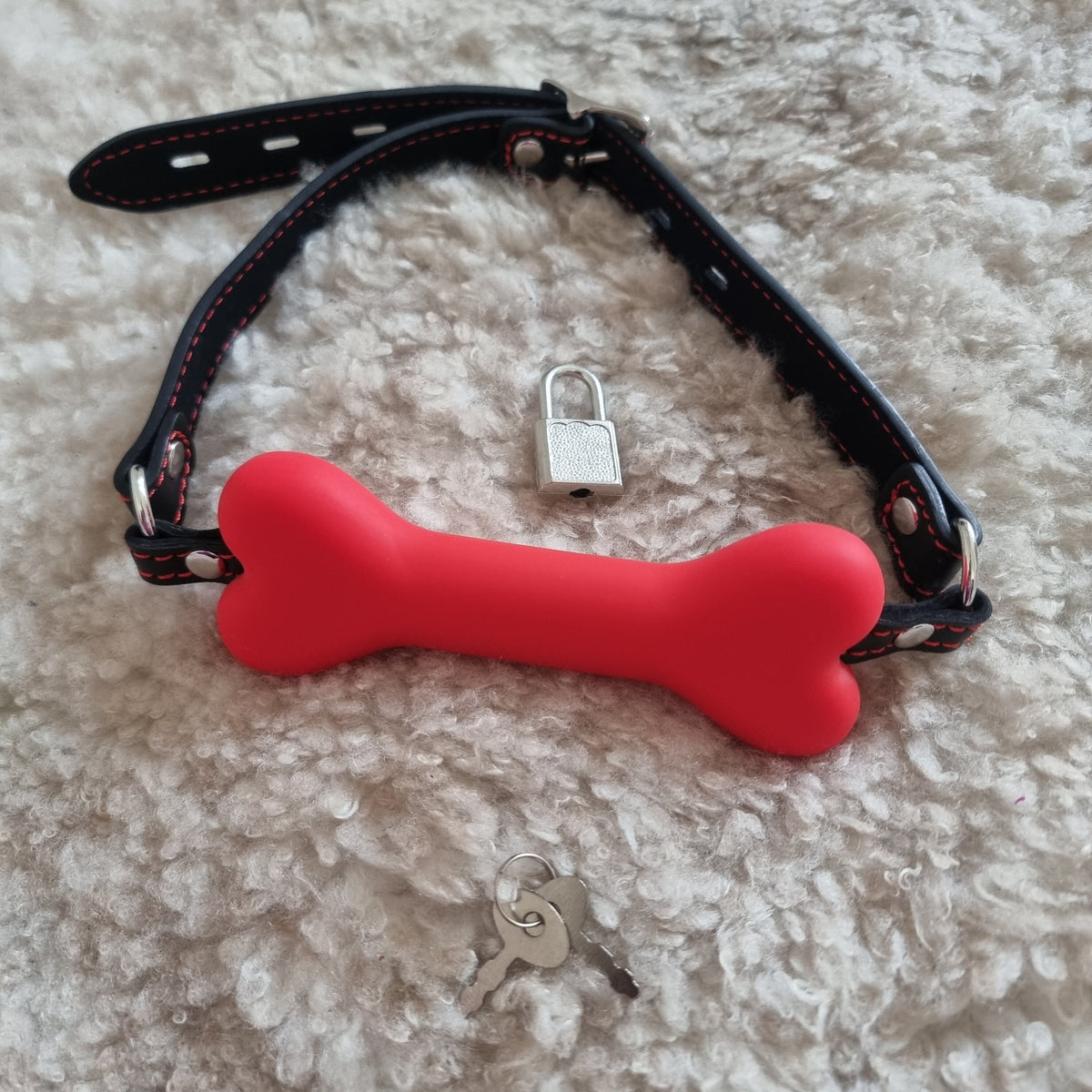 Red Puppy Bone Gag / pet play, bdsm, bondage, ball gag, collar, fetish, kinky