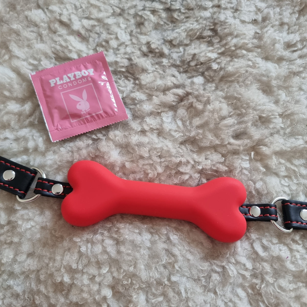 Red Puppy Bone Gag / pet play, bdsm, bondage, ball gag, collar, fetish, kinky
