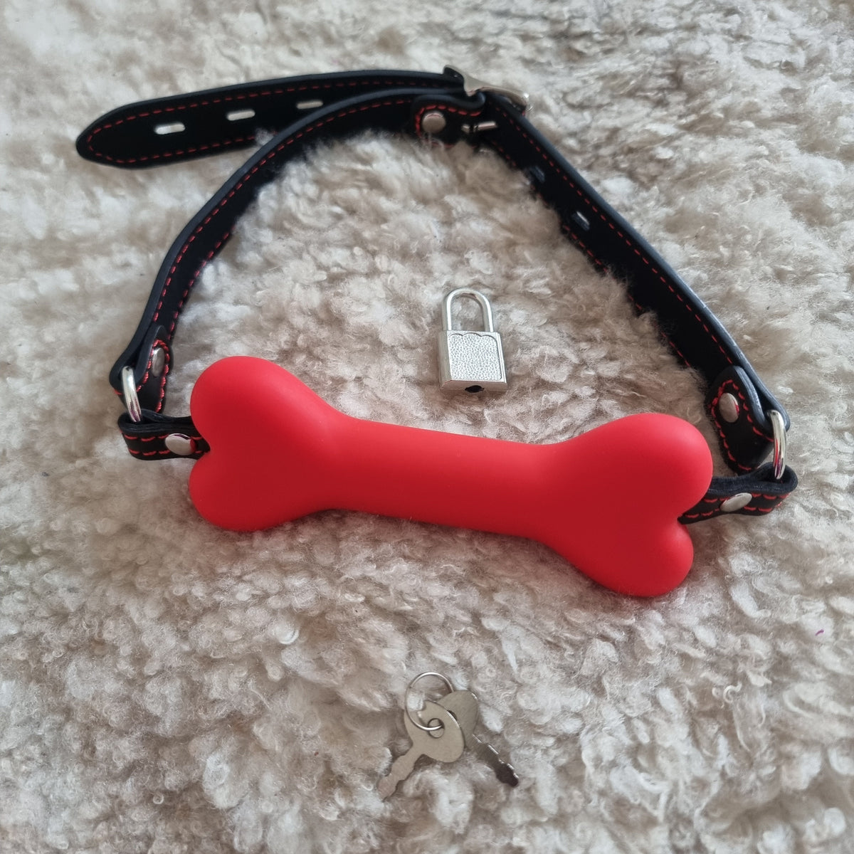 Red Puppy Bone Gag / pet play, bdsm, bondage, ball gag, collar, fetish, kinky