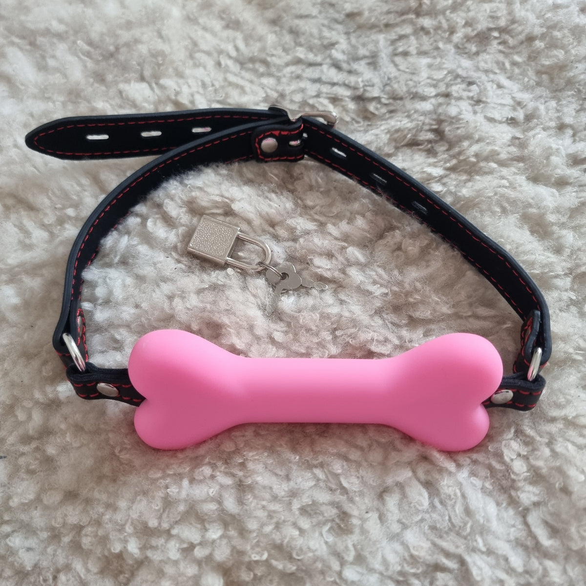 Pink Puppy Bone Gag / pet play, bondage, ball gag, collar, kinky, goth, vegan