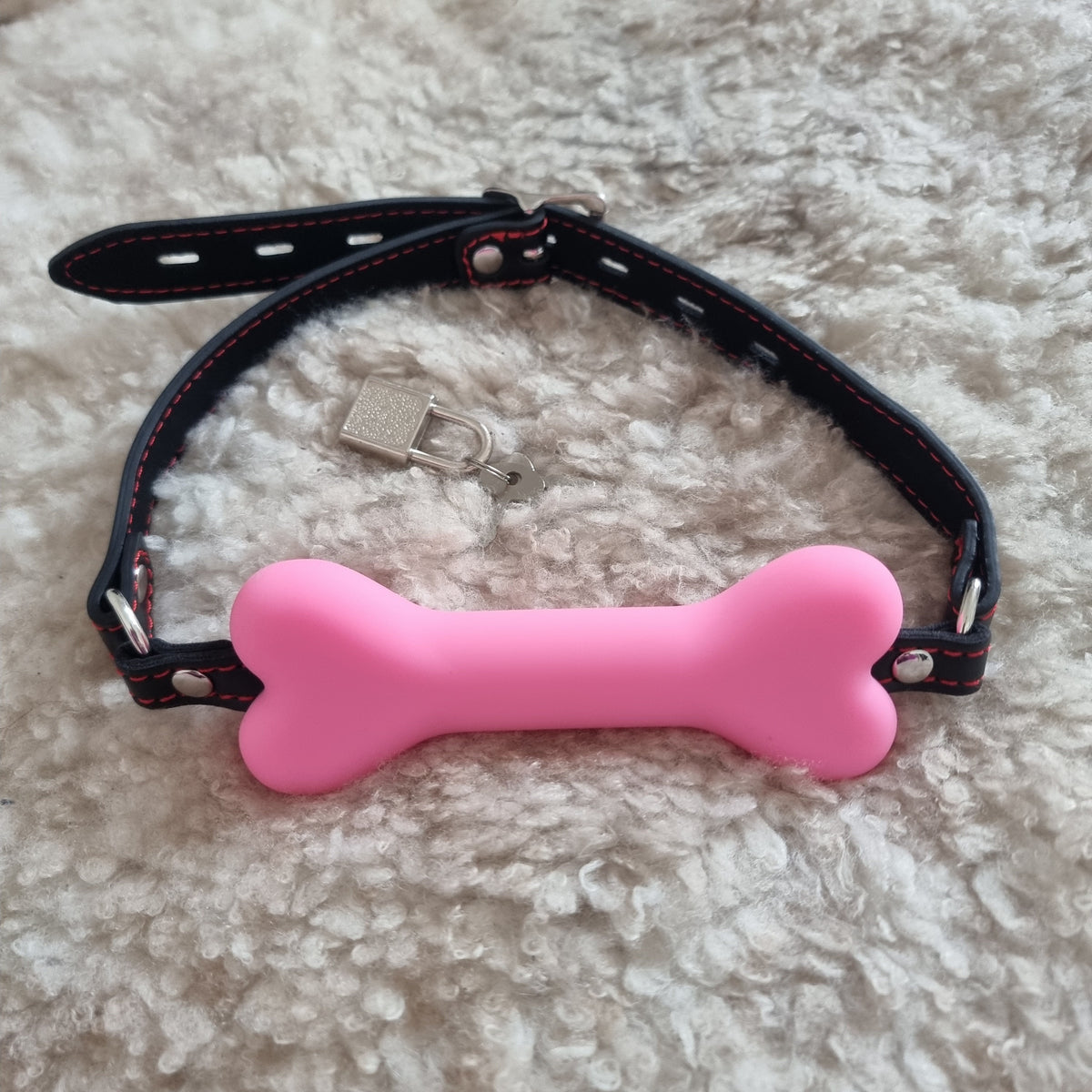 Pink Puppy Bone Gag / pet play, bondage, ball gag, collar, kinky, goth, vegan