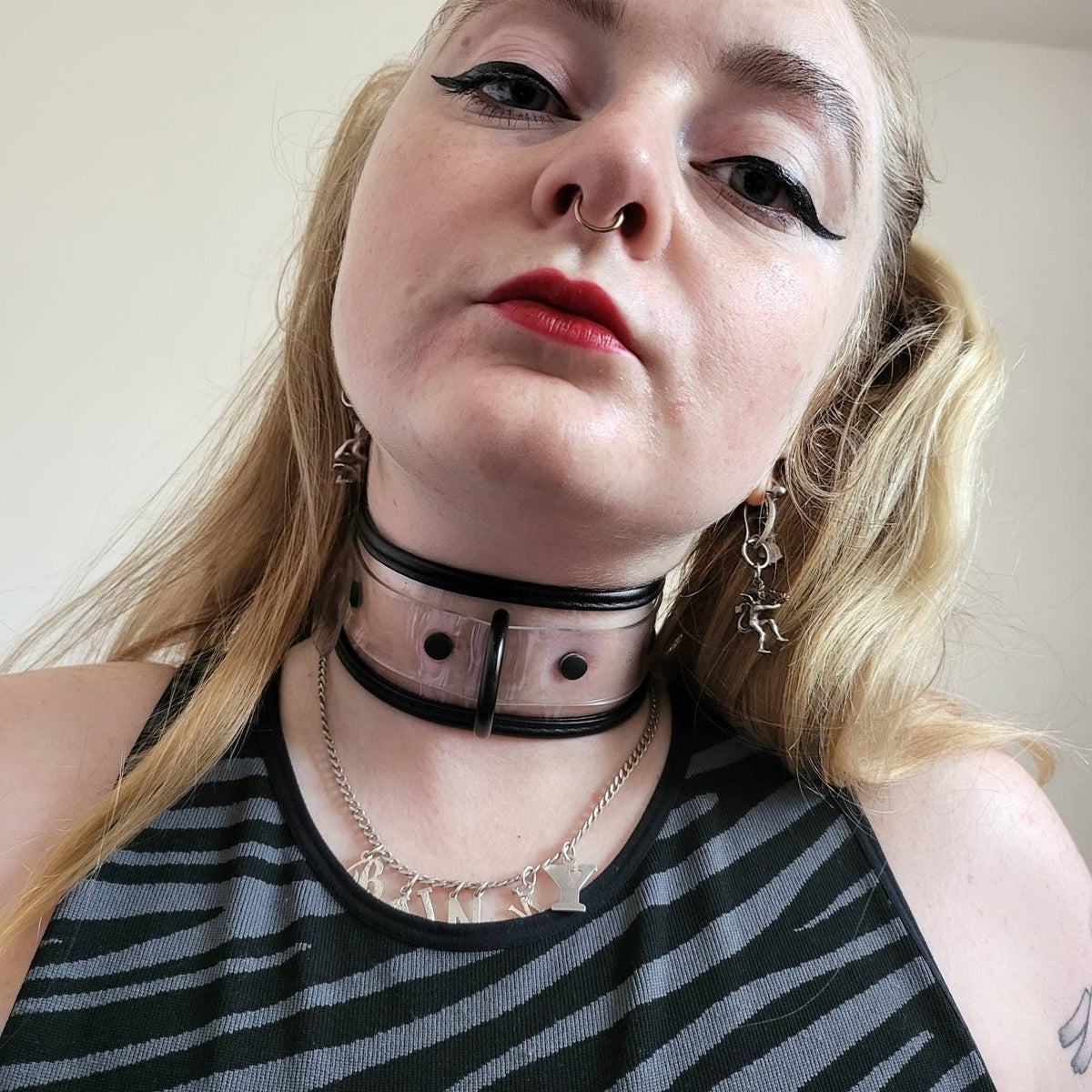 Pvc collar with black trim / bdsm, kink, kinky, restraint, collar, vegan, pvc, punk