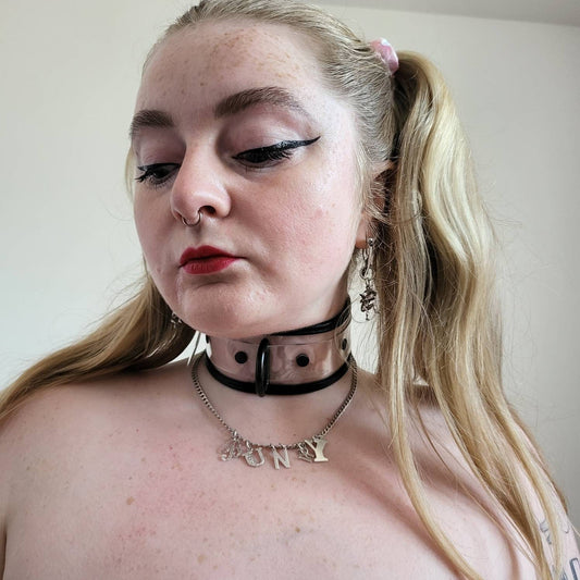 Pvc collar with black trim / bdsm, kink, kinky, restraint, collar, vegan, pvc, punk
