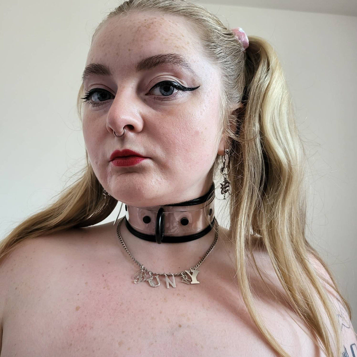 Pvc collar with black trim / bdsm, kink, kinky, restraint, collar, vegan, pvc, punk