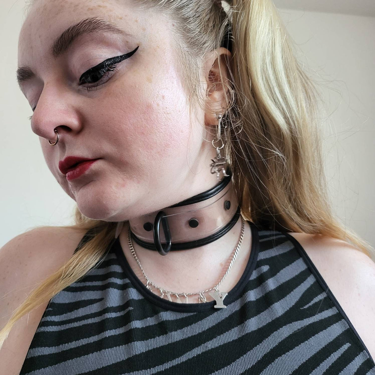Pvc collar with black trim / bdsm, kink, kinky, restraint, collar, vegan, pvc, punk